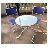 Folding Table and Patio Chairs with Glass Top