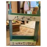 Painted Wooden Plant or Book Stand With Decorative