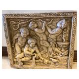 Fiber Board Relief Artwork Depicting Cherubs, 24'