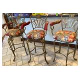 Three Metal Swivel Bar Stools