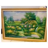 Landscape Painting on Canvas with Gold Frame