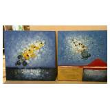 Two 32 x 32 Canvas Abstract Paintings
