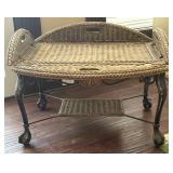 Woven Rattan and Metal Coffee Table
