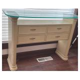 Glass-Top Console Table with Four Drawers - READ D