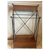 Wicker and Metal Two-Tier Storage Rack