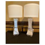 Two Safavieh Silver and White Table Lamps