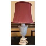 Table Lamp with Ceramic Base and Burgundy Fabric S