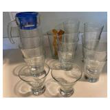 Glass Barware Set Including Glass Pitcher