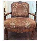Upholstered Chair with Carved Wooden Frame