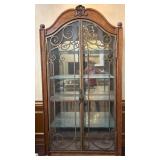 Wood and Glass Display Cabinet With Metal Scrollwo