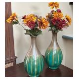 Set Of Ceramic Vases With Artificial Flowers