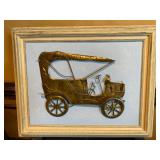 Metal Car Artwork Framed with Blue Background