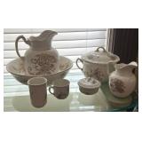 Amberg Porcelain Wash Bowl and Pitcher Set with Ac
