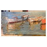 Painting of Boats on Water on Canvas
