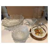 Glass Dishes and Wooden-Base Cheese Dome