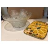 Glass Punch Bowl Set and George E. Lefton Ceramic