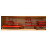 Glass Food Containers with Red Lids