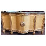 Henredon Cabinet With Marble Top and Cane Detailin