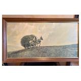 Wood Frame Art With Horse and Cart Scene