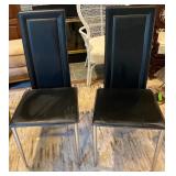Two Modern Black Chairs with Chrome Legs