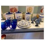 Blue and White Ceramic and Glassware