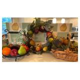 Decorative items of Wreath, Basket, & Stand with A