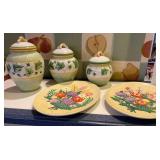 Ceramic Canisters and Decorative Plates