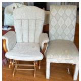 Two Upholstered Chairs: Glider and Dining Chair
