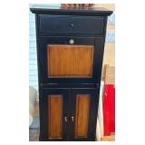Tall Black and Wood Cabinet With Multiple Storage