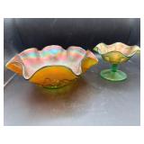Two Vintage Northwood Carnival Glass Pieces