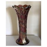 Iridescent Glass Vase with Ruffled Rim