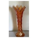 Iridescent Glass Ruffled Edge Vase