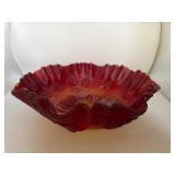 Vintage Imperial Slag Glass Bowl with Ruffled Edge