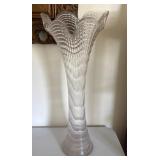 Clear Ribbed Glass Fluted Vase