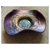 VTG Iridescent Blue Carnival Ruffle-edged Bowl