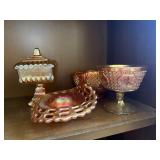 Marigold Carnival Glass Pieces