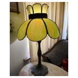28-Inch Antique Stained Glass Lamp with Metal Base