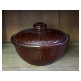 Brown Glazed Ceramic Lidded Bowl