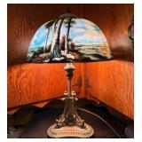 Reverse-Painted Glass Table Lamp