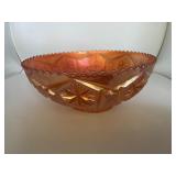 Marigold Carnival Glass Bowl with Scalloped Rim
