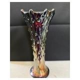 Iridescent Carnival Glass Vase with Thorn Design