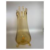 Vintage LE Smith Amber 3-Toe Footed Swung Vase