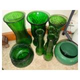 Green Glass Vases
