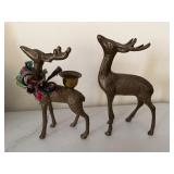 Brass Deer Figurines with Candle Holder