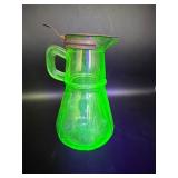 Green Uranium Glass with Metal Lid
