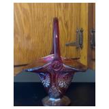 Pressed Glass Basket with Iridescent Finish