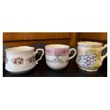 Three Assorted Mustache Cups
