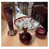 Red and Clear Cut Glass Items