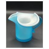 Fenton Style Glass Blue Satin Creamer or Vase