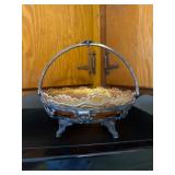 Carnival Glass Bowl With Metal Stand